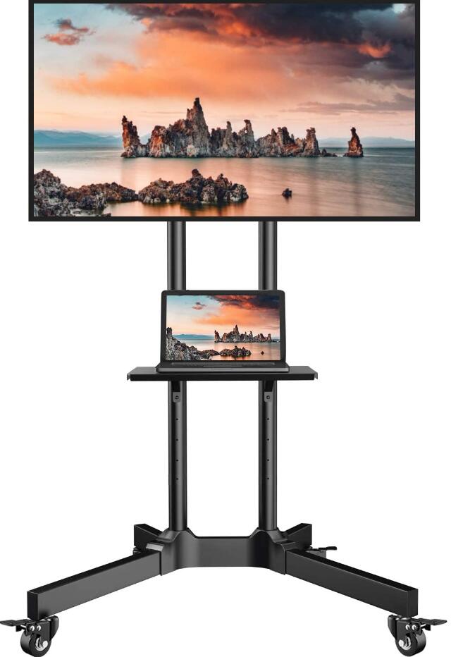 OEM/ODM Motorized Flip up Style Mobile Tv Screen Floor Stand with Lift Mechanism Supply for 46-75" Tv Screen Electric Lifting & Turning