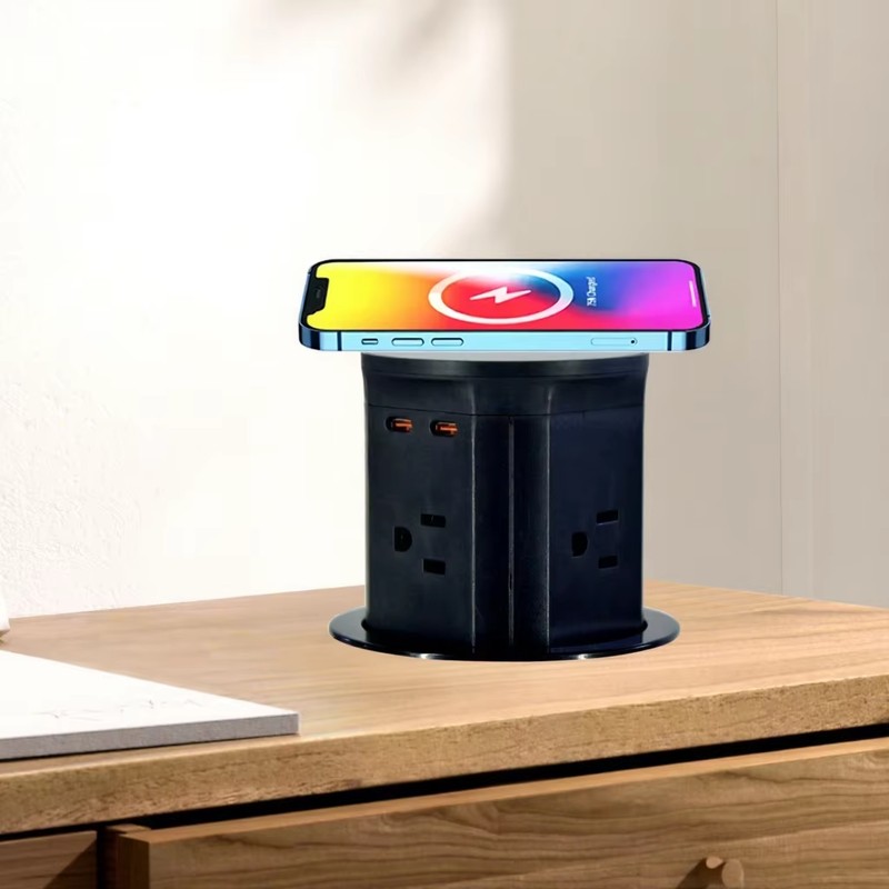 4 Outlet Us Standard Kitchen Lift Socket Hidden Pneumatic Pop-up Sockets EU UK Connectivity USB Wireless Charging