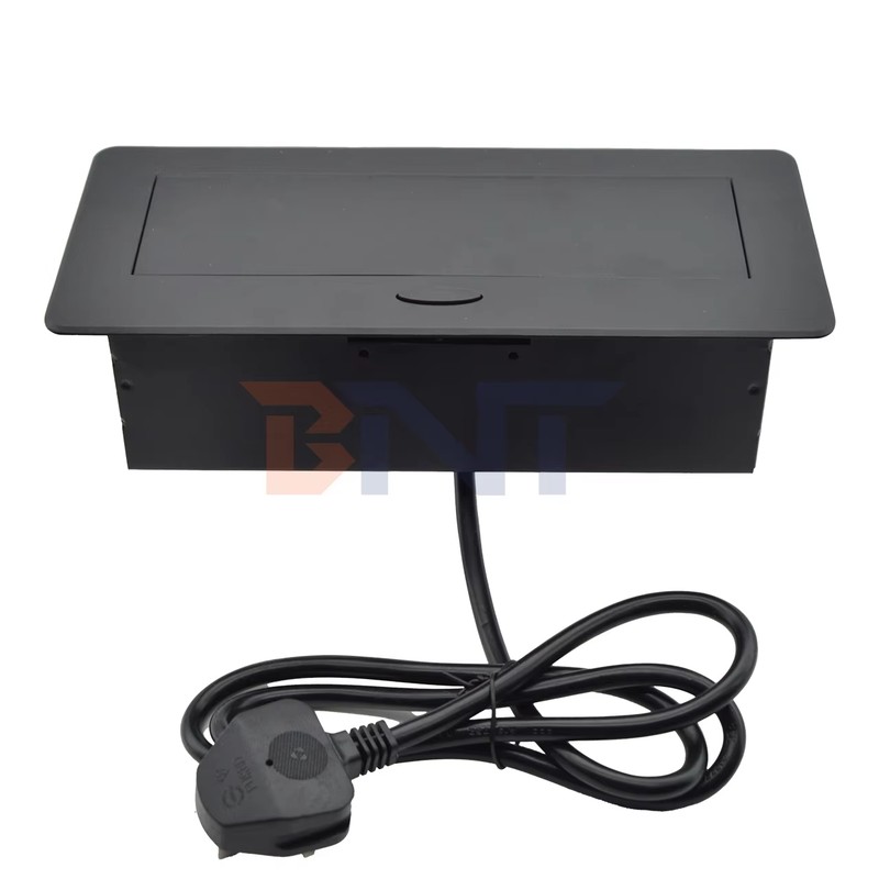 Custom Pop-Up Design Electric Power UK Plug Socket Flush Mount 2 Outlets Tabletop Socket for Meeting & Conference Tables detail image 3