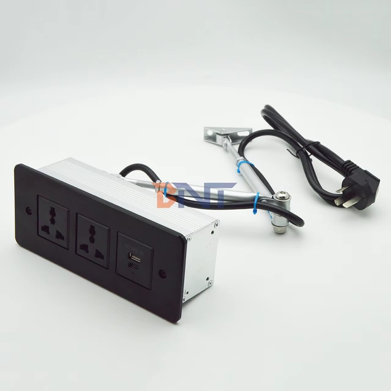 Recessed Power Strip USB C Fast Charge Flush Mount Desk Furniture Drawer Socket Conference Table Hidden Outlet